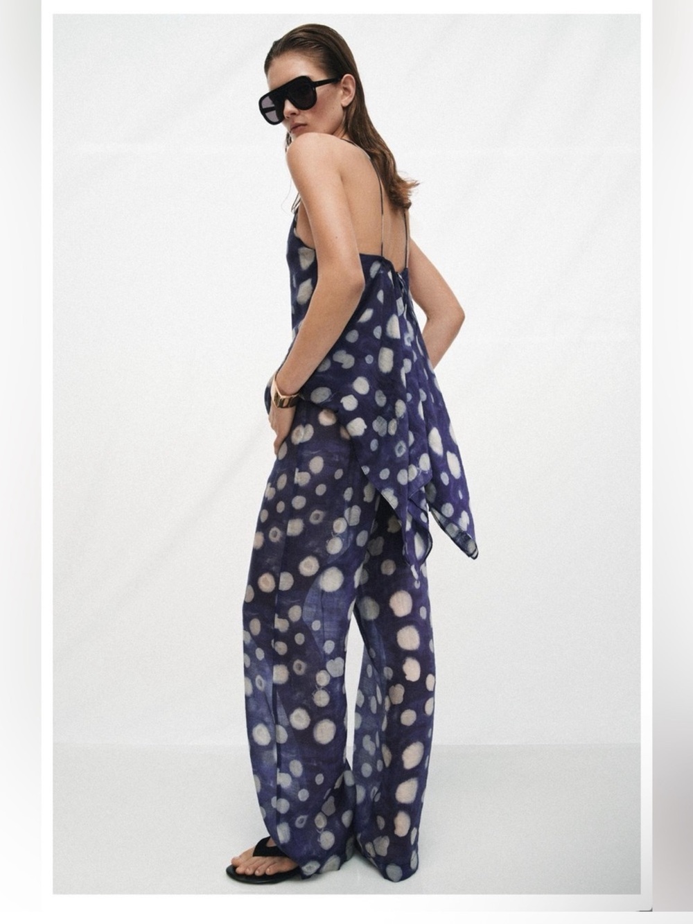 ZARA 2 PIECES MATCHING SET POLKA DOT TOP AND POLKA DOT PANTS